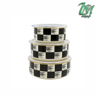 ست نگهدارنده غذا 3 تایی لعابی شطرنجی xap-21-0517