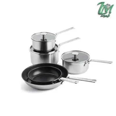 سرویس قابلمه KitchenAid CC004221 | ست ۸ تکه قابلمه و تابه با پوشش نچسب و سازگار با اینداکشن